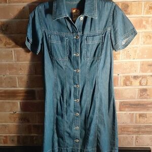 CHAMONIX  Classic Blue Denim Button-Down Mini Dress